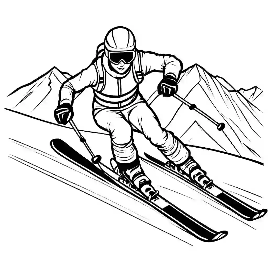 Alpine Skiing coloring pages